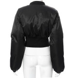 Women Fall Solid Color Zipper Corset Long Sleeve Padded Jacket