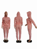 Women Autumn/Winter Printed Hoodies+Pant Two-Piece Set
