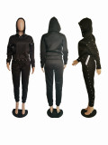 Women Autumn/Winter Printed Hoodies+Pant Two-Piece Set