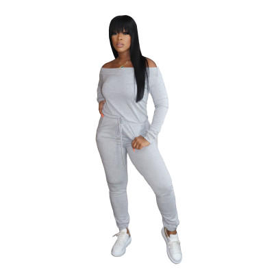 Off Shoulder Long Sleeve Sexy Sports Autumn Winter Jumpsuit