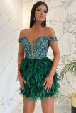 Sexy Gorgeous Off Shoulder Feather Dress