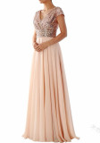 Summer dress v-neck sequined chiffon Patchwork long evening dress