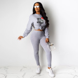 Women's Autumn Winter Fashion Print Halloween Two Piece Tracksuit