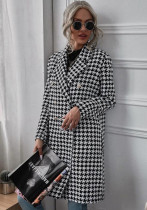 Fall/Winter Fashion Houndstooth Print Long Coat