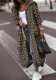 Autumn Winter Fashion Printed Single-Breasted Pockets Long Trench Coat