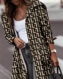 Autumn Winter Fashion Printed Single-Breasted Pockets Long Trench Coat