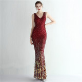 Chic Tight Fitting Long Sequin Gradient Sequin Formal Party Dress