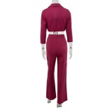 Women Casual Rope Half Sleeve Top+ Pant Two Pieces
