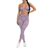 Women Print Vest And Legging Fitness Yoga Two-Piece