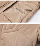Women Winter Woolen Neck Hooded Pocket Padded Jacket