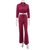 Women Casual Rope Half Sleeve Top+ Pant Two Pieces
