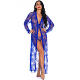 Women Sexy Lingerie Lace Long Sleeved Nightdress