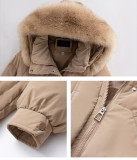 Women Winter Woolen Neck Hooded Pocket Padded Jacket