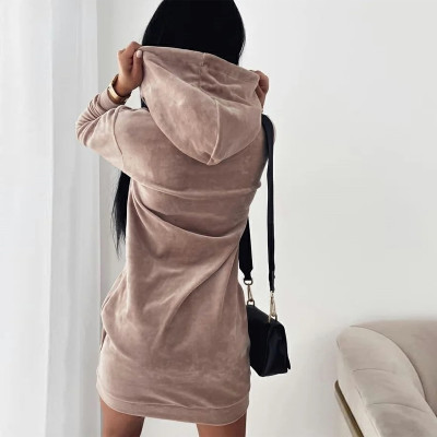 Women's Dress Brown Letter Embroidered Casual Hoodies Skirt