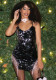 Nightclub party style sexy suspenders v-neck sequin dress fashion fringed dress