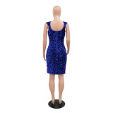 Sexy Sling V-Neck Slit Sequin Party Bodycon Tight Fitting Dress
