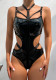 Sexy Pu Leather Patchwork Halter Neck Low Back Bodysuit Women Teddy Lingerie