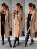 Women'S Autumn And Winter Fashion Simple Long-Sleeved Double-Breasted Coat