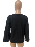 Women'S Flare Long Sleeve Solid Color Round Neck Loose Top