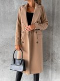 Women'S Autumn And Winter Fashion Simple Long-Sleeved Double-Breasted Coat
