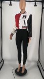 Women'S American Street Colorblock Embroidered Versatile Casual Baseball Jacket