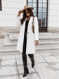 Women'S Fall Winter Turndown Collar Long Sleeve Solid Coat Jacket