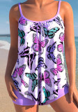 Women Bikini Digital Print High Waist Two Pieces Square Leg Bottoms Swimsuit