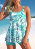 Tankini Digital Print Two Piece Slim Fit High Waist Plus Size Swimsuit