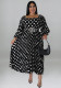 Plus Size Women'S Polka Dot Print Long Sleeve Pleated Dress With Belt