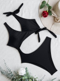 One-Piece Swimsuit Sexy Solid Color Bikini Women Hollow Out Swimwear