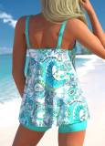 Tankini Digital Print Two Piece Slim Fit High Waist Plus Size Swimsuit