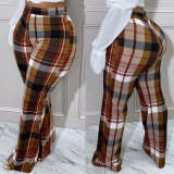 Women Plaid Loose Print Trousers