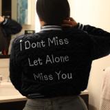 Women Letter Embroidered Padded Crop Jacket Baseball