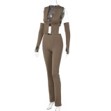 Women Fall Sexy Bandage Top and Pants Two Piece Set