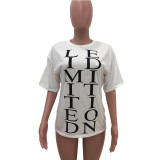 Stylish Loose Letter Ruber Print Top T-Shirt