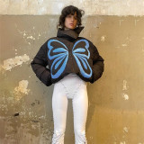 Women's autumn and winter fashion street hipster high-neck butterfly wild warm cotton jacket