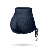 Sports Tight Fitting Yoga Shorts High Waist Butt Lift Jacquard Bubble Yoga Pants