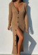 Women Ribbed Button Long Sleeve Cardigan Sweater Dress