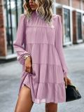 Women Round Neck Long Sleeve Loose Dress