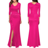 Sexy Fashion V-Neck Slit Women's Dress