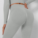 Seamless knitting Ribbed peach hip v waist yoga pants High Stretch sports running fitness wear