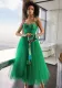 women's dress autumn mesh suspender belt green dress