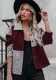 Fall/Winter Women's Turndown Collar Contrast Color Patchwork Long Sleeve Woolen Jacket Top