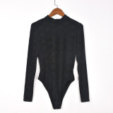 Women's Autumn Sexy Hollow Out Long Sleeve Crotch Top