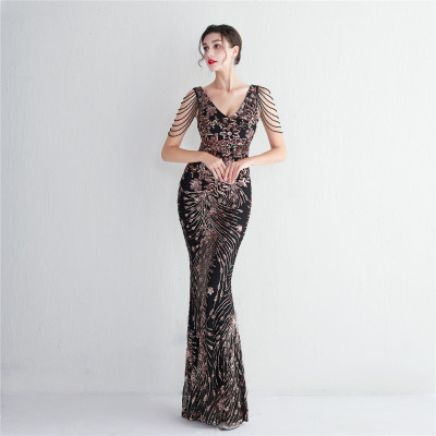 Evening Dress Long Formal Party Slim Fit Evening Dress Chic Elegant Long Sequin Annual Party Evening Dress