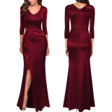 Sexy Fashion V-Neck Slit Women's Dress