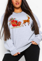 Christmas Collection Fall Winter Women's Printed Long Sleeve Hooded Loose Hoodies