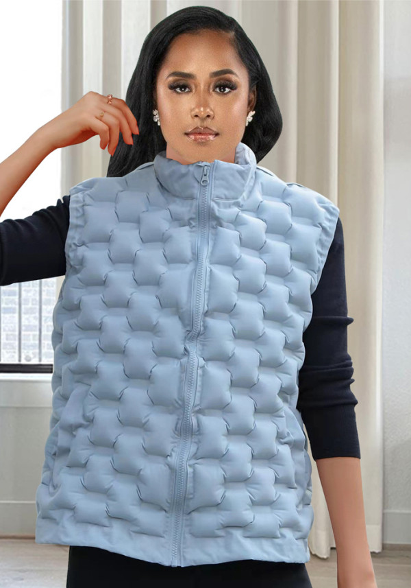 Winter Warm Inflatable Clothing Sleeveless Coat Stand Collar Lightweight Warm Windproof Vest