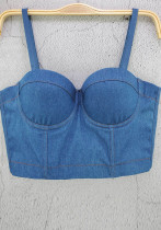 Women Denim Straps Tank Top