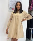 Plus Size Women's African Dress Short Long Sleeve Cutout Blouse Dress